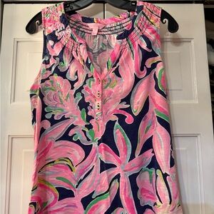 Lilly Pulitzer Pink and Navy Sleeveless Blouse